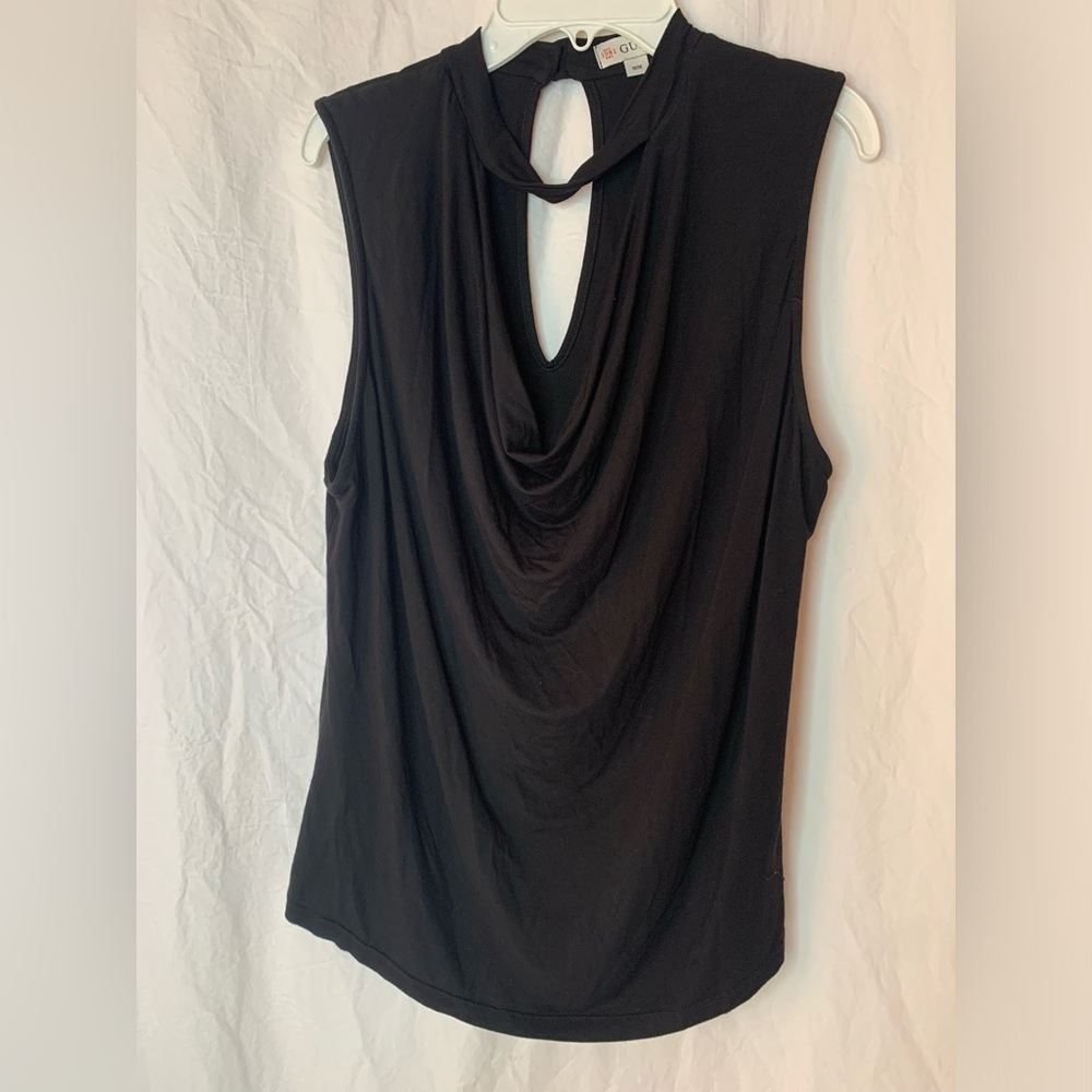 Guess sleeveless top cowl neckline M button back collar - Picture 1 of 10